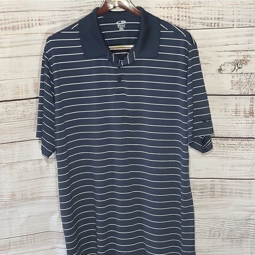 1039 - Mens Champion C9 Blue Striped Polo Size XXL